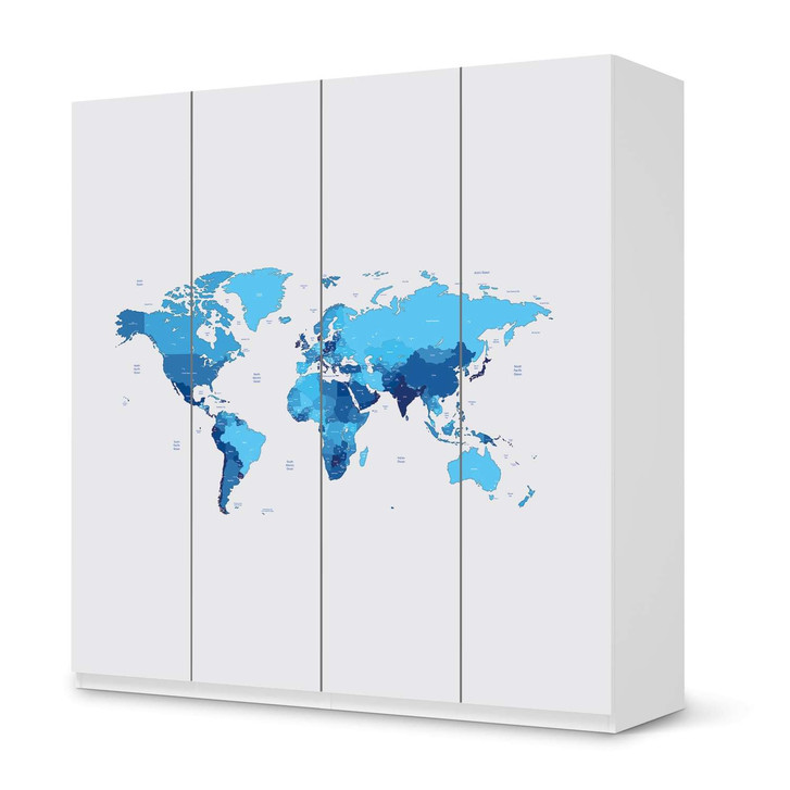 Klebefolie IKEA Pax Schrank 201cm Höhe - 4 Türen - Politische Weltkarte - CR110968