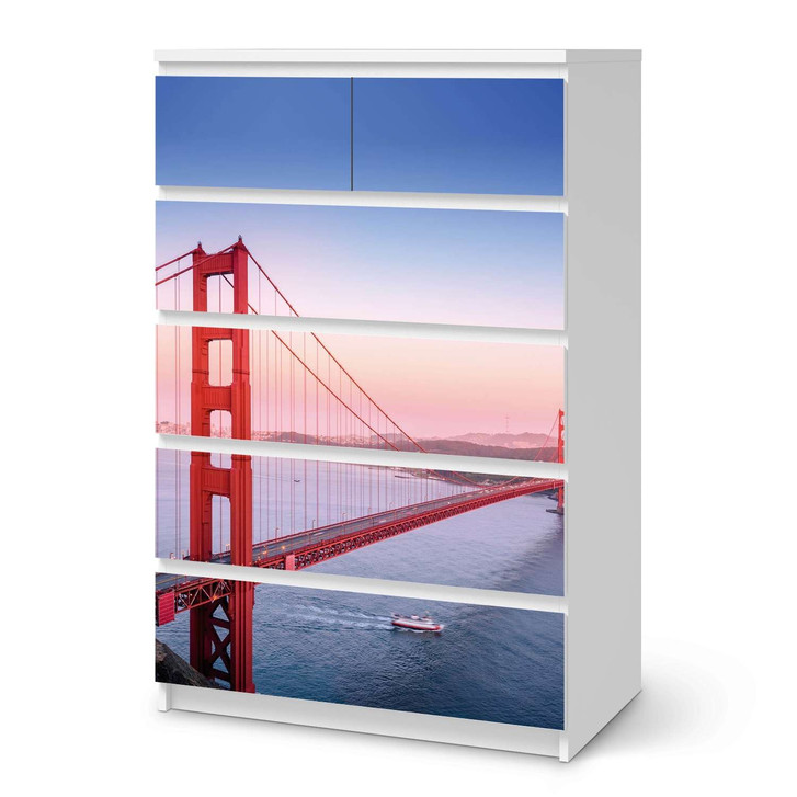 Möbel Klebefolie IKEA Malm Kommode 6 Schubladen (hoch) - Golden Gate - CR113715