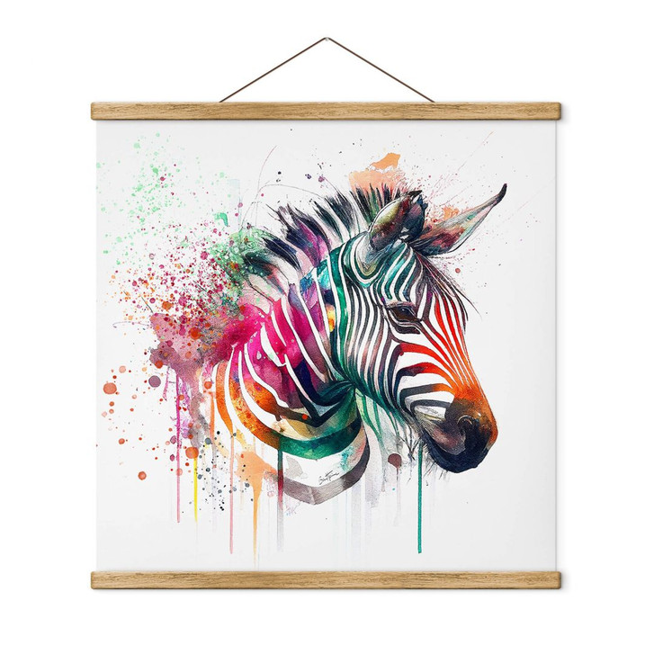 Stoffbild Heine - Regenbogen Zebra - Quadratisch - WA411270