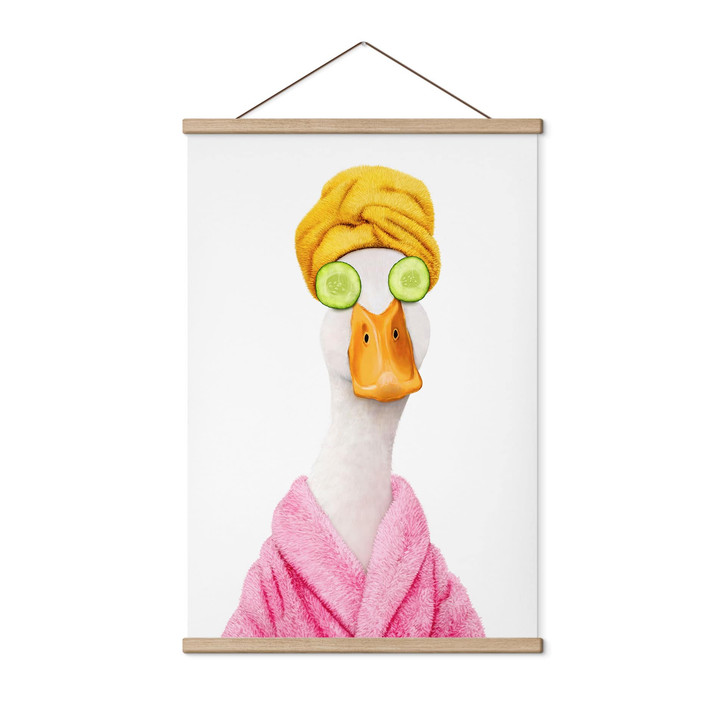 Stoffbild Lustige Wellness Ente mit Gurkenmaske - Korenkova - WA514562