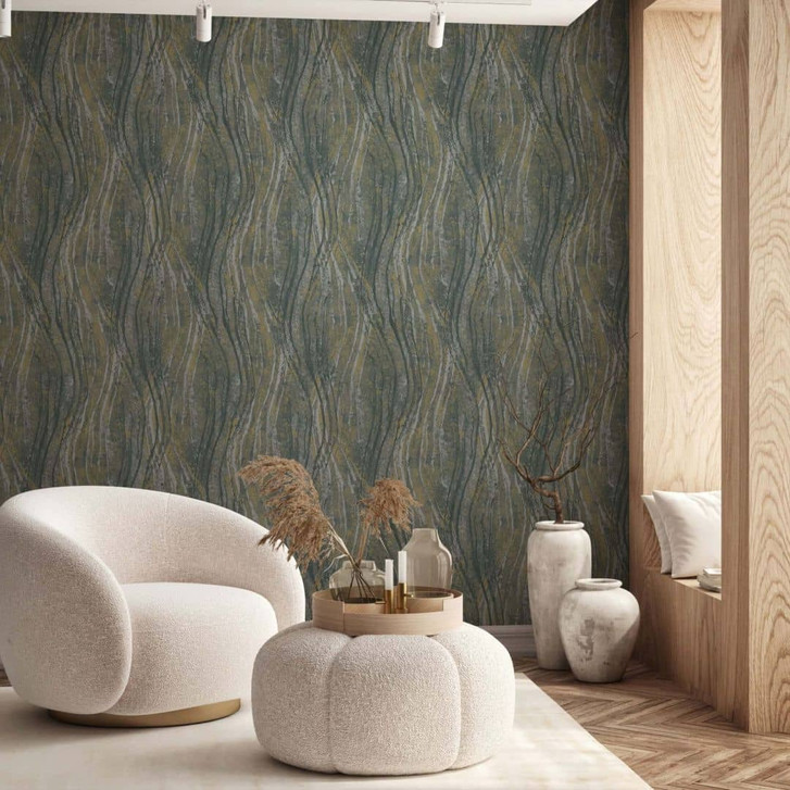 Vliestapete Beton, Wellen Grafisch Modern in Grau - WA483052