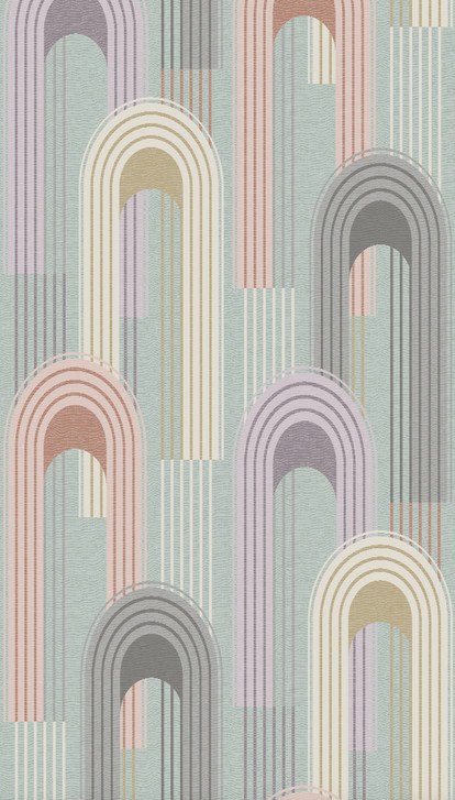 Vliestapete mit Rundbogen Motiv in grün, beige Grafisch - WA450292