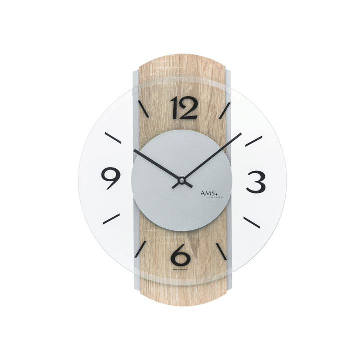 Wanduhr Holzgehäuse Sonoma mit Aluminium-Auflagen - UG100558