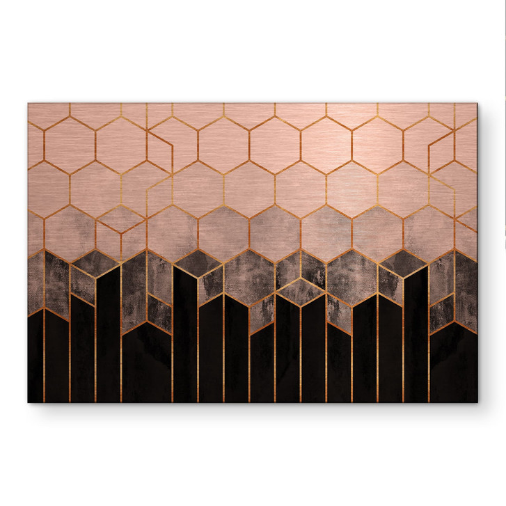 Alu-Dibond gebürstet mit Kupfereffekt - Hexagone: schwarz und grau - Fredriksson - WA517154