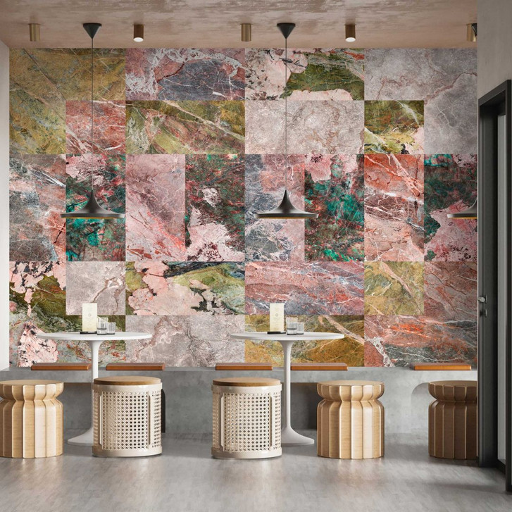 Fototapete Buntes Marmor-Fliesen Muster - Vielseitige Vliestapete - WA386086
