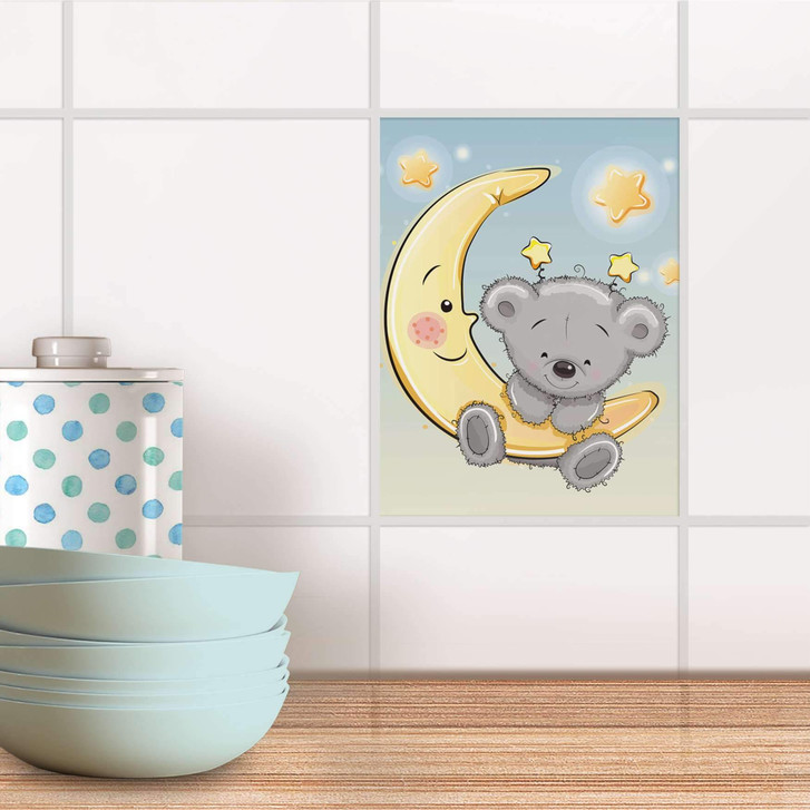 Fliesensticker - Teddy und Mond - CR105086