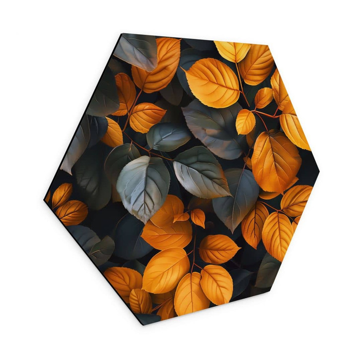 Hexagon Wandbild Leuchtende Blätterpracht im Herbst - Jaszke - Alu-Dibond - WA452879