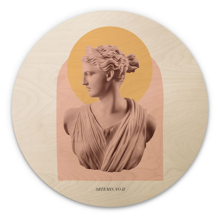 Holzbild Statue der Göttin Artemis - Grace Digital Art - Rund - WA400623