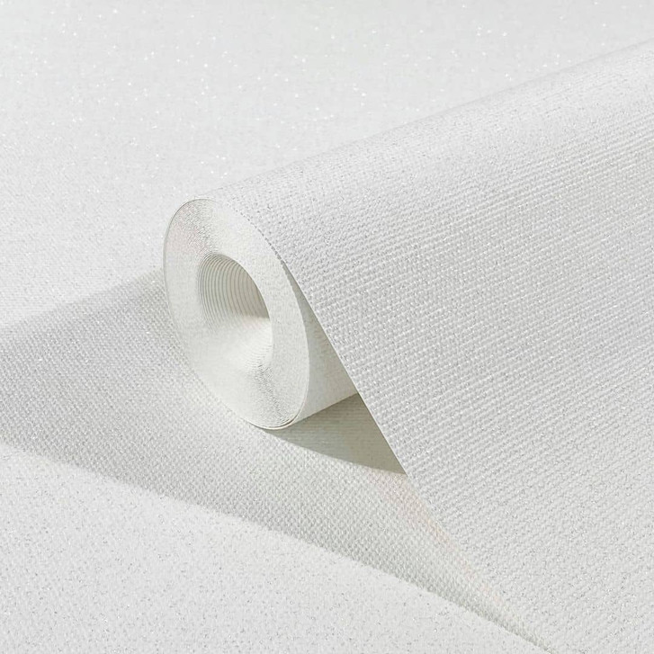 Vliestapete mit leichter Textiloptik als Uni Weiss Struktur - WA507822