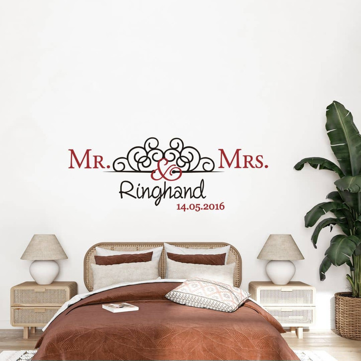 Wandtattoo & Name & Datum Mr. & Mrs. 02 (2-farbig) - WA204023