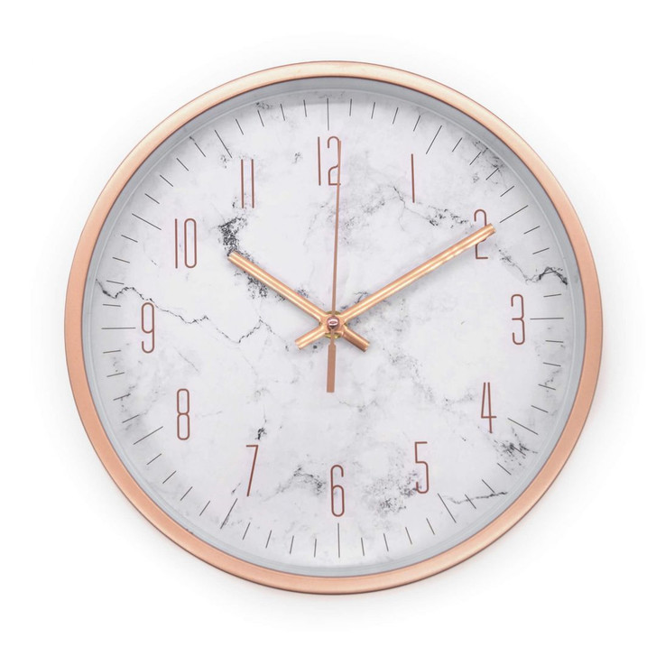 Wanduhr Kunststoff Rosé-Marmor-Optik Ø25cm - WA390881