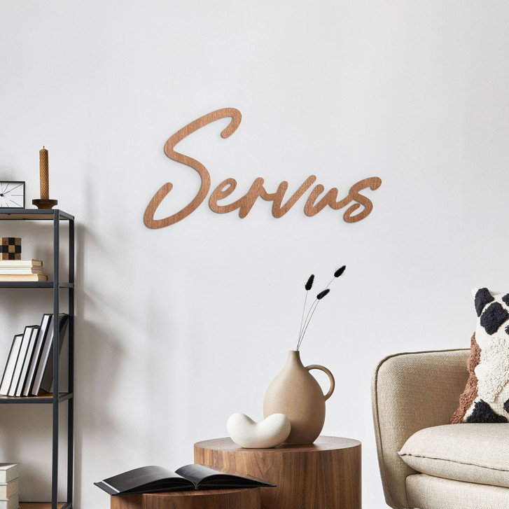 3D Holz-Schriftzug Servus für den Eingangsbereich - Mahagoni - WA515494