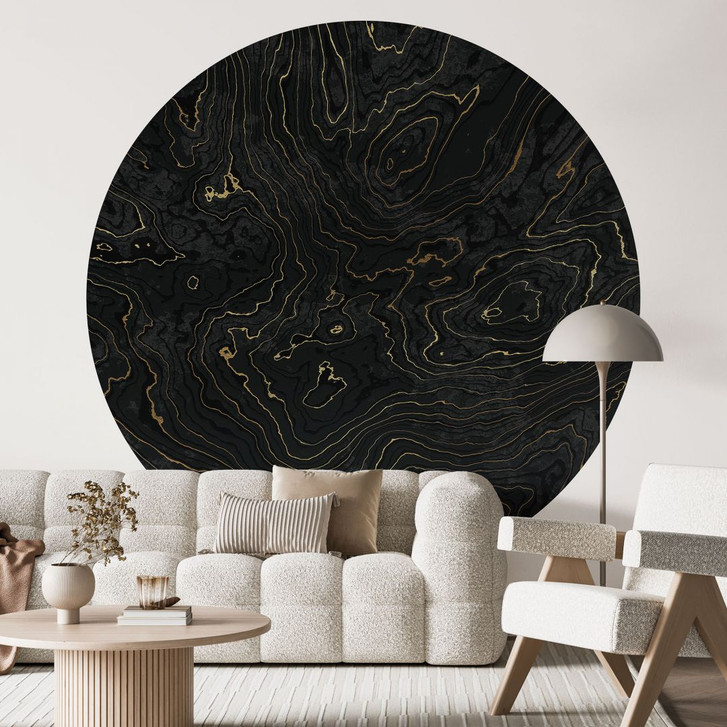 Fototapete Abstrakte Linien Schwarz-gold - Amini - Rund - Selbstklebend/Vlies - WA493912