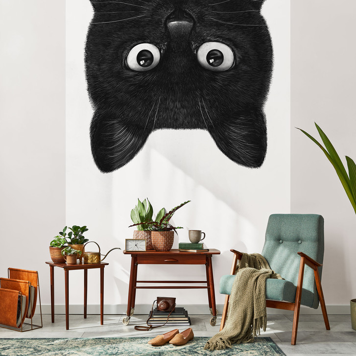 Fototapete Schwarze Katze kopfüber - Korenkova - WA519124