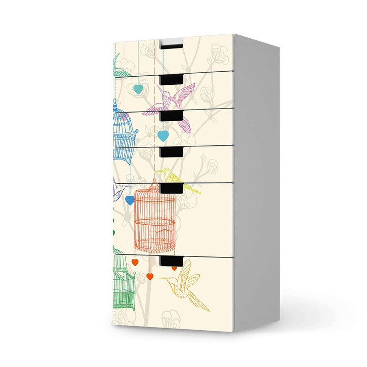 Klebefolie IKEA Stuva / Malad Kommode - 6 Schubladen - Birdcage - CR110411