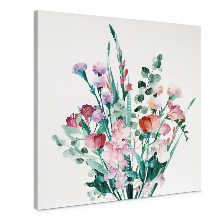 Leinwandbild Wildblumen Bouquet im Frühling - Goed Blauw - Quadratisch - WA482566
