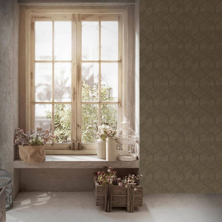 Livingwalls geometrische Tapete My Home My Spa Vliestapete Study Libary Home weiss, gold - WA341883