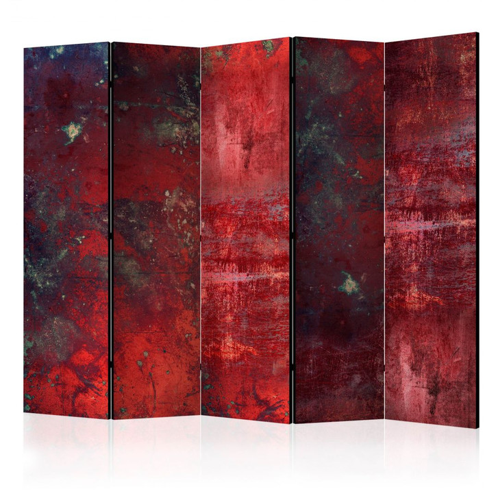 Paravent, Raumteiler freistehend, Trennwand - Roter Beton, 5-teilig - 225 x 172 cm - WA453357