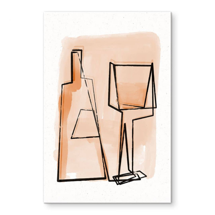 Acrylglasbild Abstraktes Stillleben: Flasche und Weinglas - Treechild - WA479435