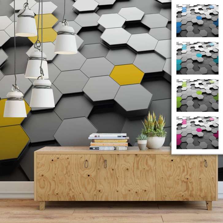 Fototapete - Wabenmuster 2-farbig - 336x260cm - WA225869