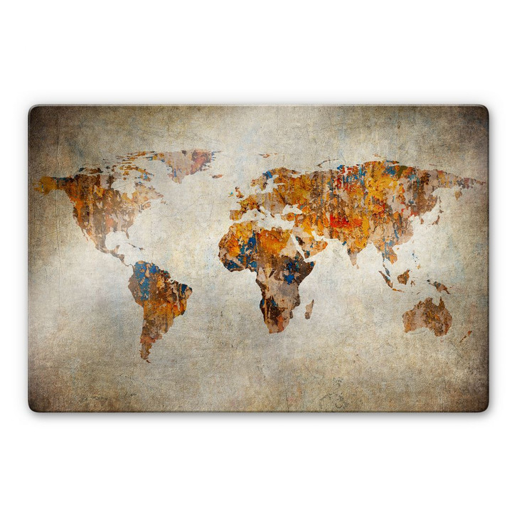 Glasbild Weltkarte Shabby Chic - WA232590