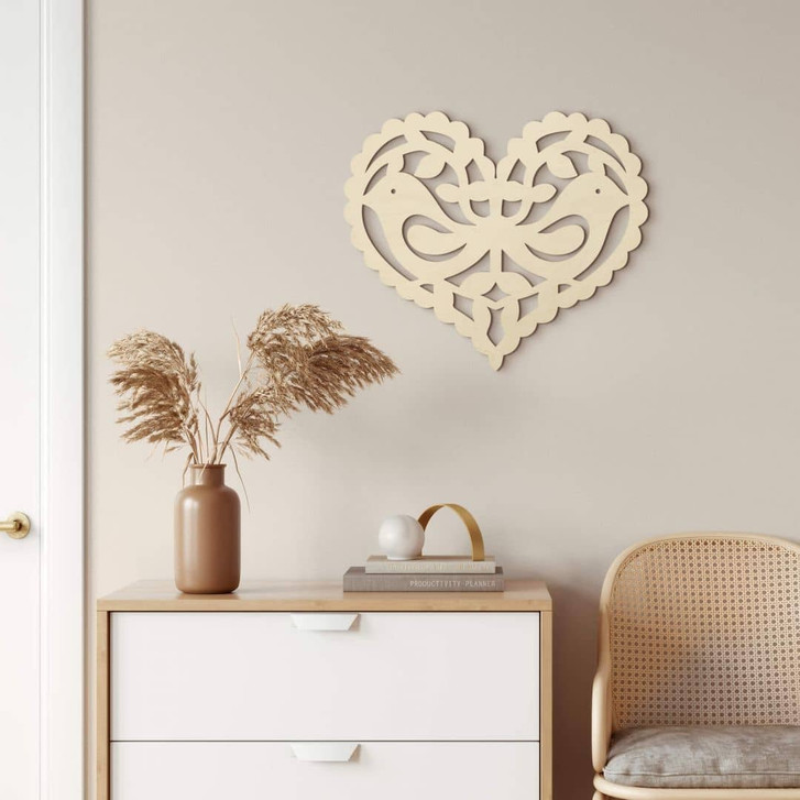 Holzdeko Herz - Vogelpaar Liebe - Pappel - WA417063