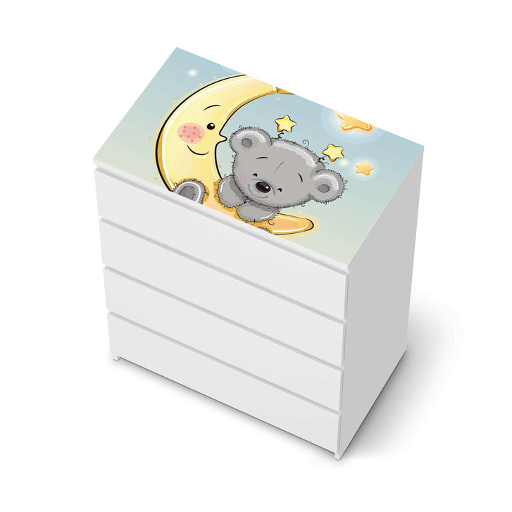 Möbelfolie IKEA Malm Kommode 4 Schubladen oben - Teddy und Mond - CR116511