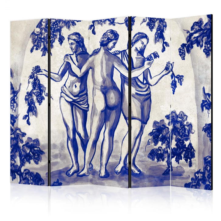 Paravent, Raumteiler freistehend, Trennwand - Three Graces: Women Among Grapevines, 5-teilig - 225 x 172 cm - WA442482