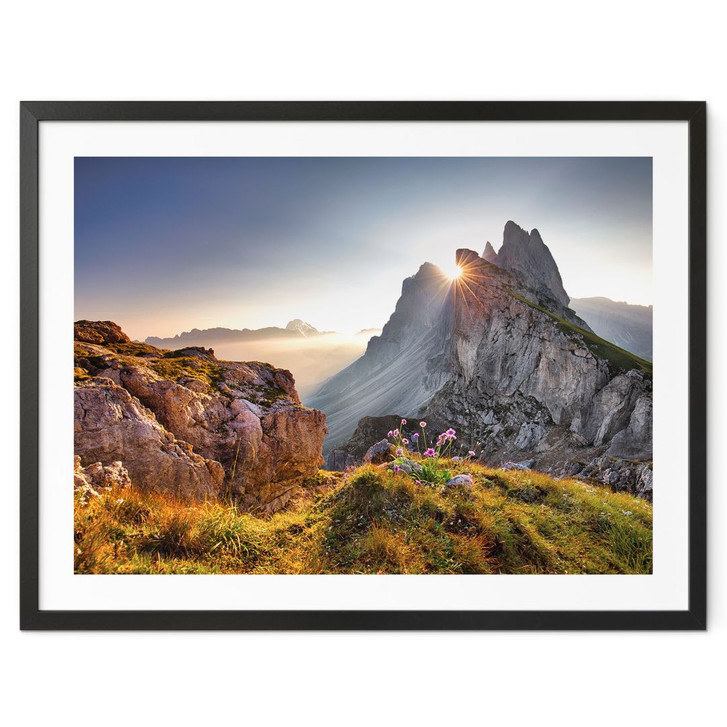 Poster Sonnenaufgang über den Bergen in Südtirol - WA428192