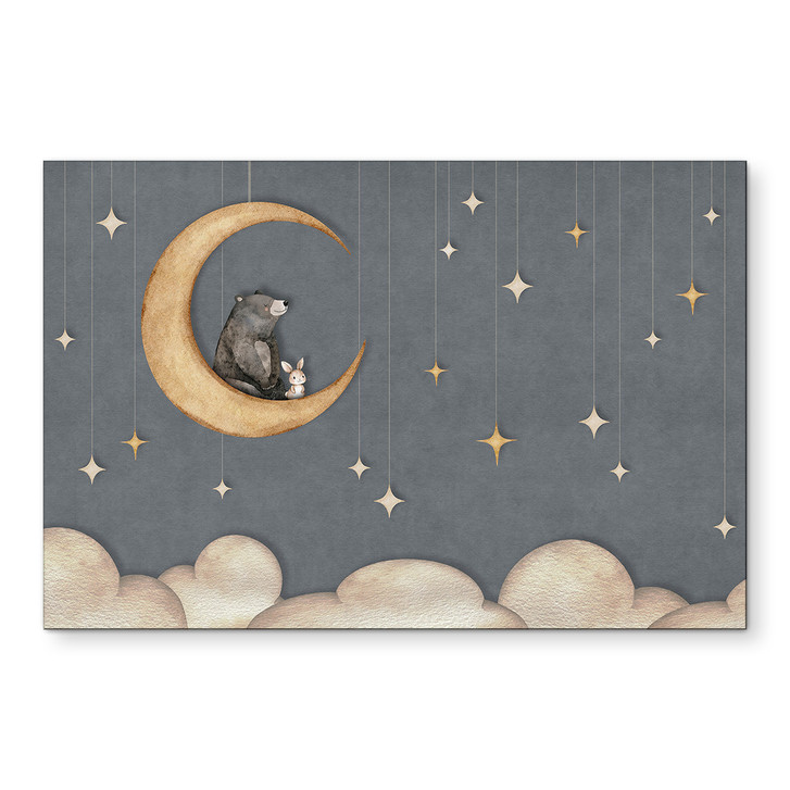 Wandbild Hase und Bär auf dem Mond - Oliver Robins - Alu-Dibond - WA514262