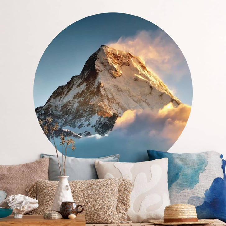 Wandtattoo Sonnenaufgang über dem schneebedeckten Berg - Annapurna Himal - Rund - WA433762