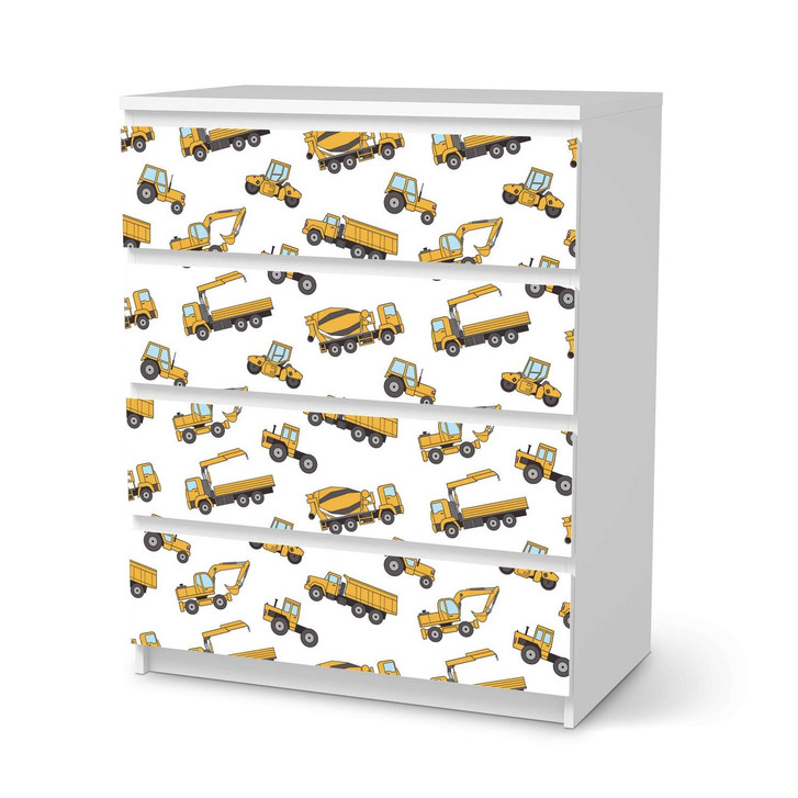 Folie IKEA Malm Kommode 4 Schubladen - Working Cars - CR105729