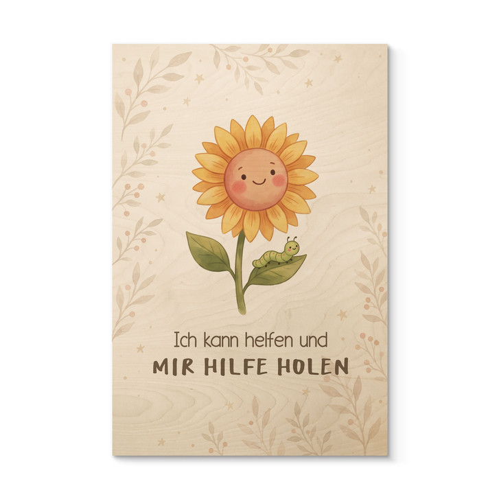 Holzbild mit Sonnenblume - Glaubenssatz 