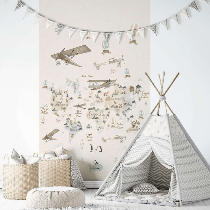 Kindertapete, Vliestapete mit Illustration Kids Walls beige - WA445657