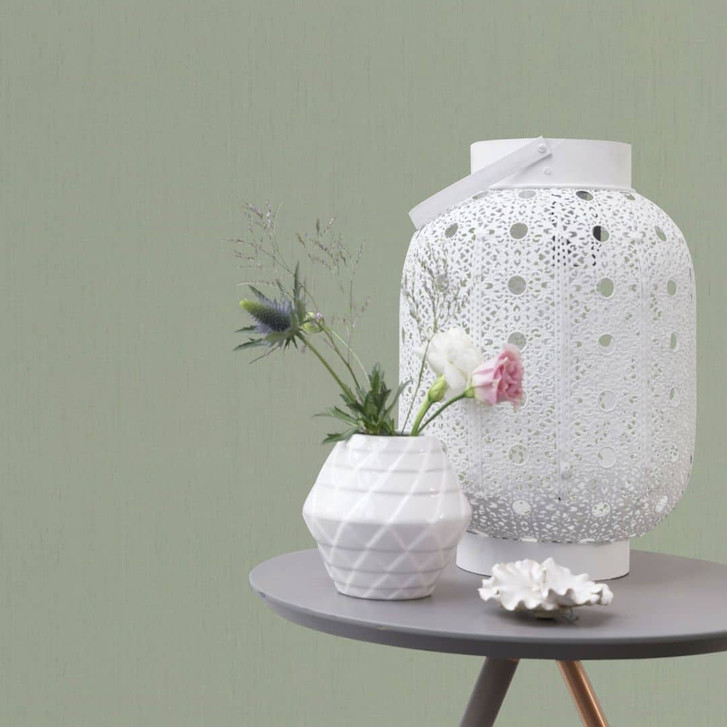 Rasch Vliestapete, Unitapete Indian Style salbeigrün hell - WA410101