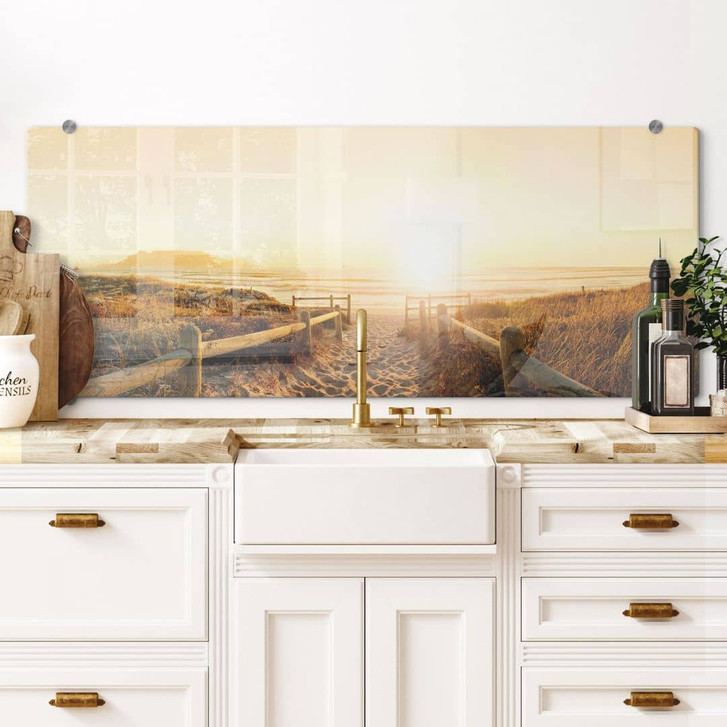 Spritzschutz Sunset at the Beach - Panorama - WA179545