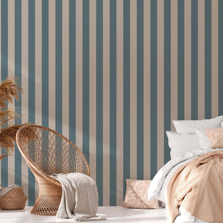 Streifen-Tapete Blau Braun PVC-Frei - Vliestapete Landhaus von A.S. Création 386651 - WA395617