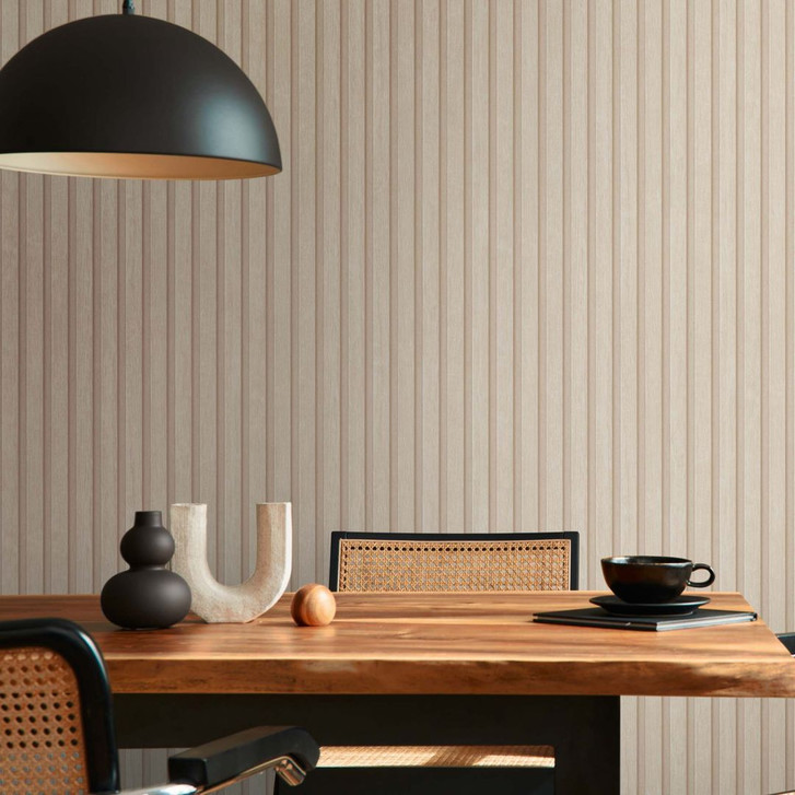 Vliestapete Holzpaneele 3D Tapete Holzoptik Beige Wandpaneele Modern - WA382703