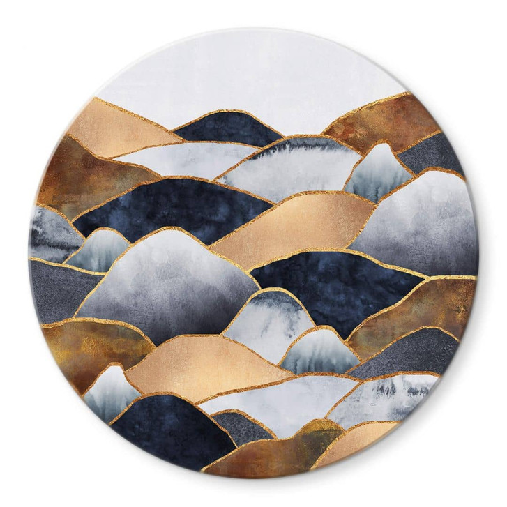 Glasbild Fredriksson - Goldene Hügel - Rund - WA326337