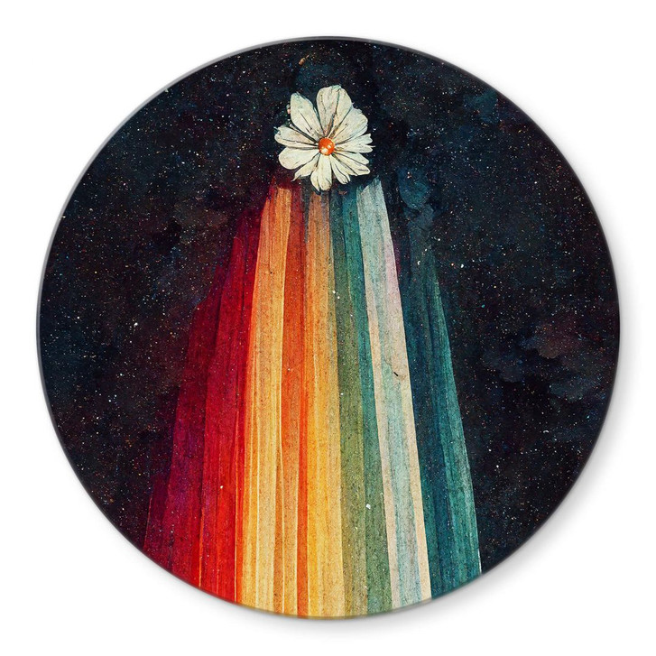 Glasbild Heine - Blumige Grüsse aus dem All - Astro Cruise - Rund - WA354039