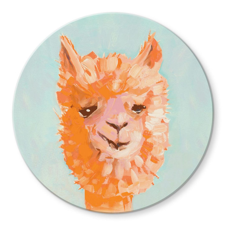 Glasbild Oranges Alpaca - Zwara - Rund - WA424753