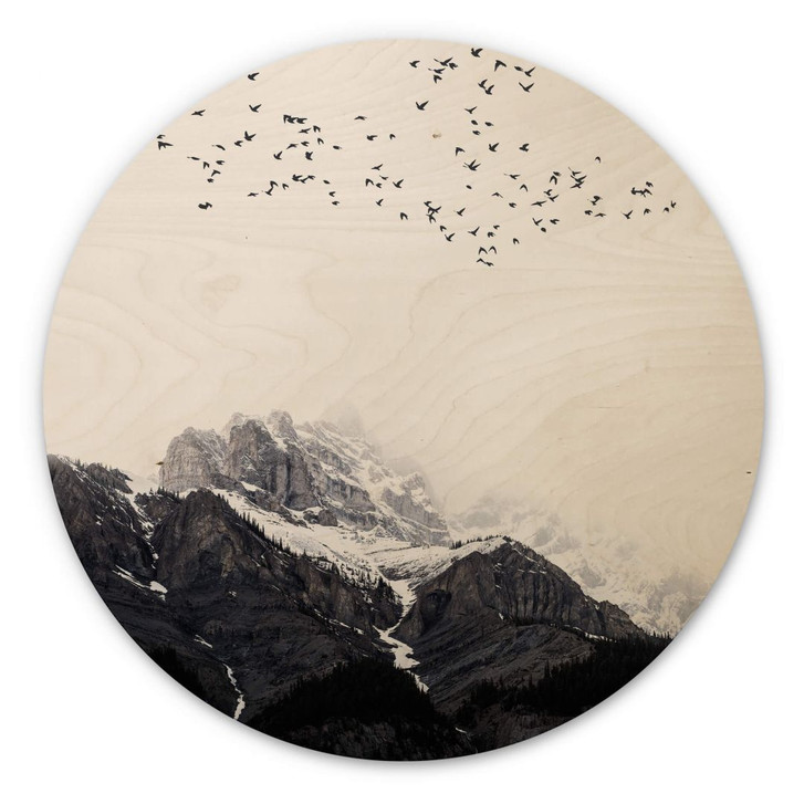 Holzbild Kubistika - Hoch in den Bergen - Rund - WA309697