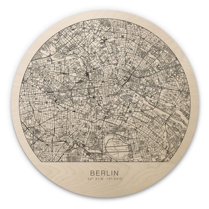 Holzbild Stadtplan Berlin - Rund - WA333043