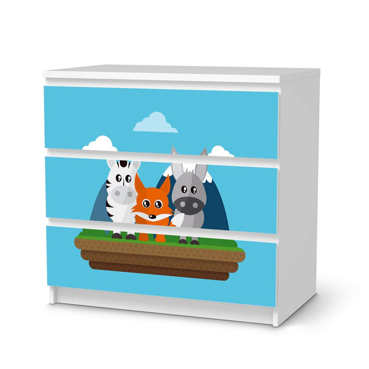 Klebefolie IKEA Malm Kommode 3 Schubladen - Zootiere - CR109914