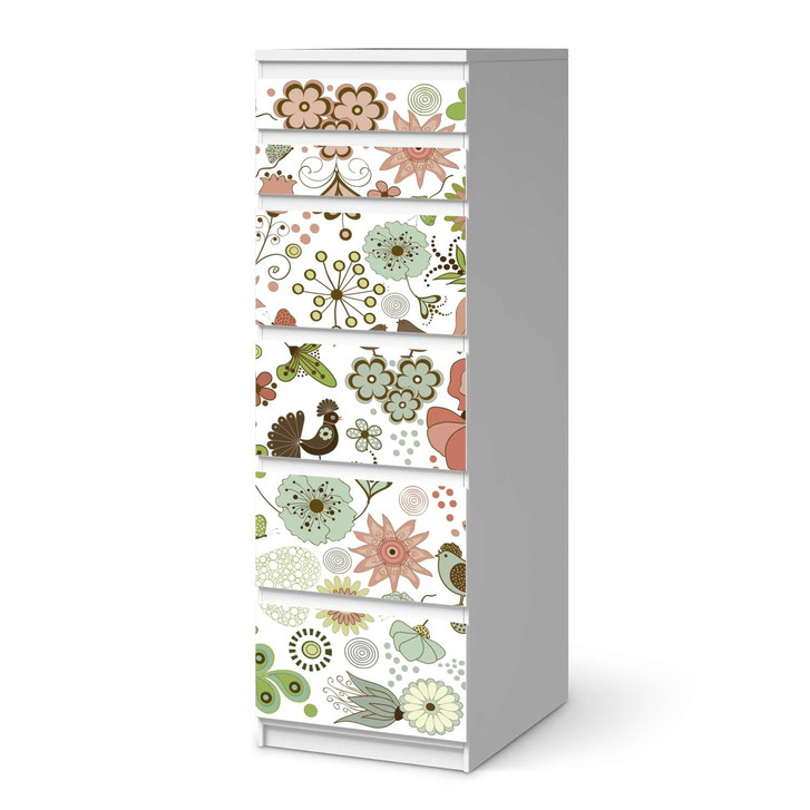 Klebefolie IKEA Malm Kommode 6 Schubladen (schmal) - Flower Pattern - CR111631