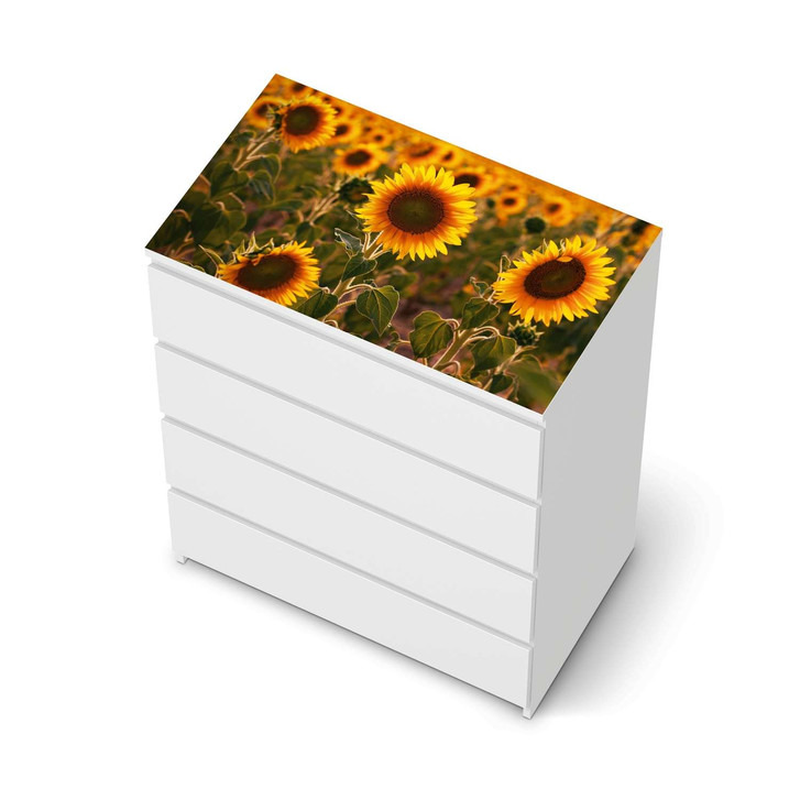 Möbelfolie IKEA Malm Kommode 4 Schubladen oben - Sunflowers - CR116505