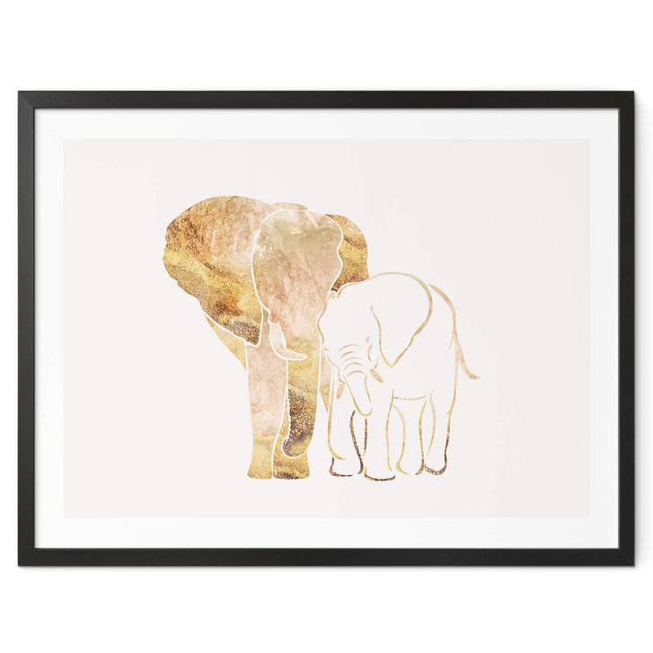 Poster Manovski - Line Art - Goldene Elefanten - WA379798