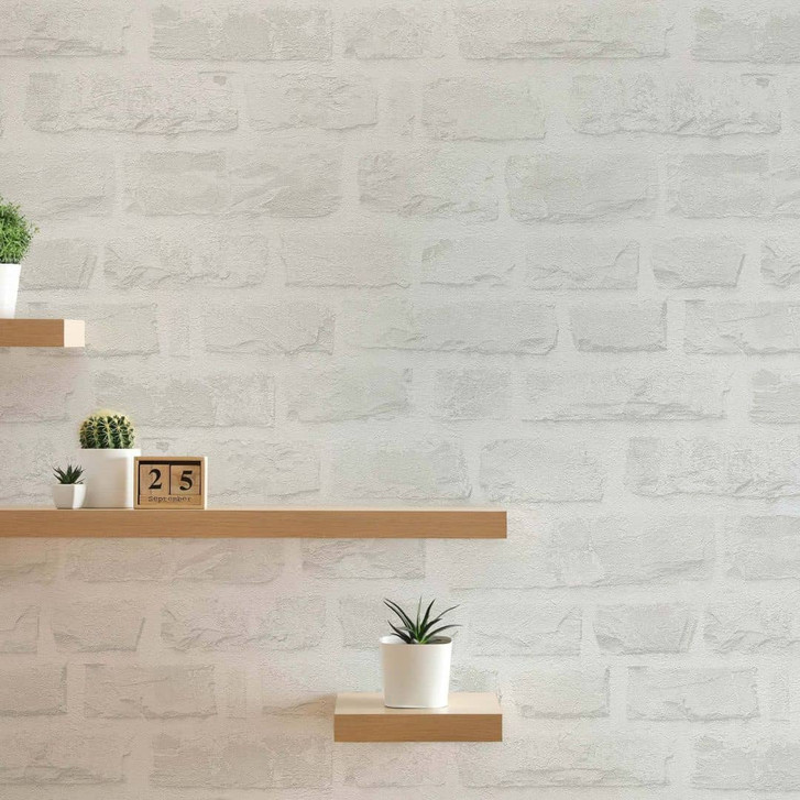 PVC-Freie Tapete Stein - Vliestapete Steinoptik von A.S. Création Weiss Grau 386372 - WA395565