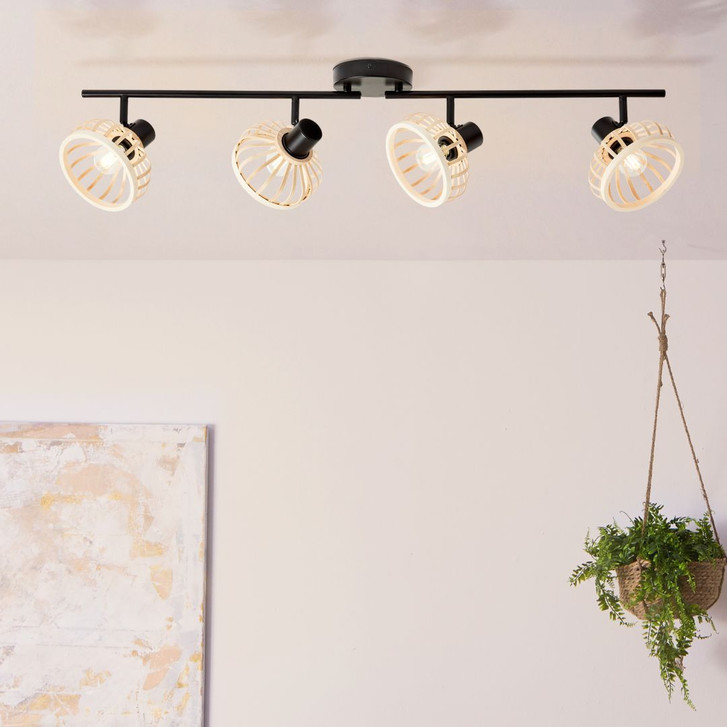 Spotrohr Luisa, braun, 22 x 90.5 cm, Bambus Innenleuchte - WA438815