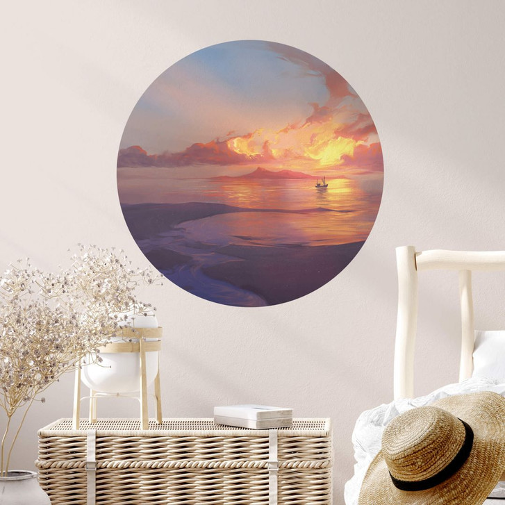 Wandtattoo aerroscape - Sonnenuntergang am Meer - Rund - WA384163